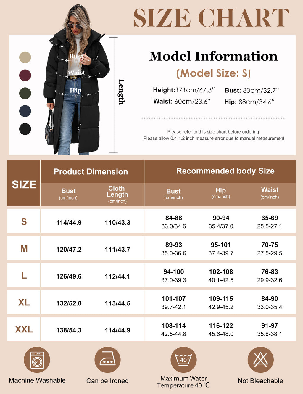 LVWQ Women's Long Puffer Coat Hooded Winter Jacket Quilted Full Length Warm Padded Parka with Pockets