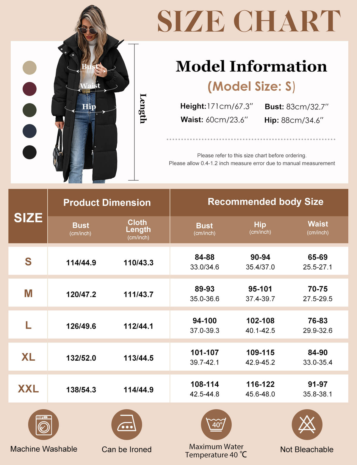 LVWQ Women's Long Puffer Coat Hooded Winter Jacket Quilted Full Length Warm Padded Parka with Pockets