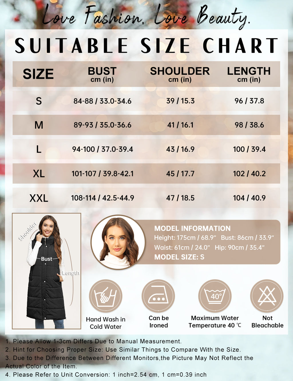 LVWQ Women's Long Puffer Vest Hooded Winter Coat Full Zip Quilted Sleeveless Jacket with Pockets, Stand Collar Warm Padded Outerwear