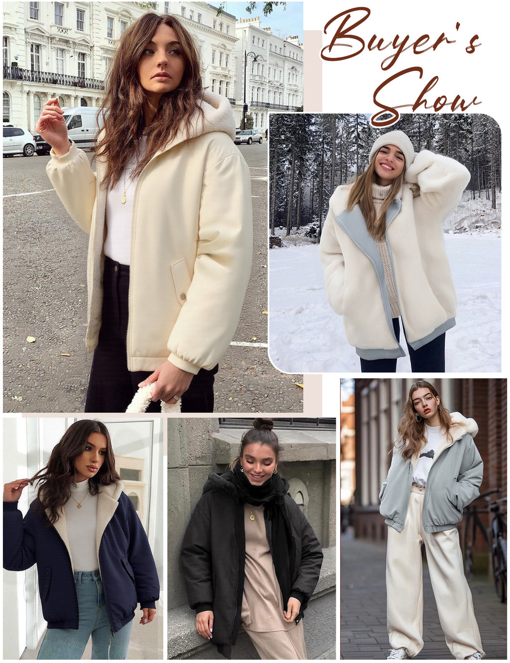 LVWQ Women's Reversible Winter Coat Fleece Lined Hooded Jacket Warm Zip Up Jacket with Pockets Casual Outerwear