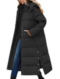LVWQ Women's Long Puffer Coat Winter Maxi Quilted Padded Parka with Removable Hood Warm Hooded Jacket