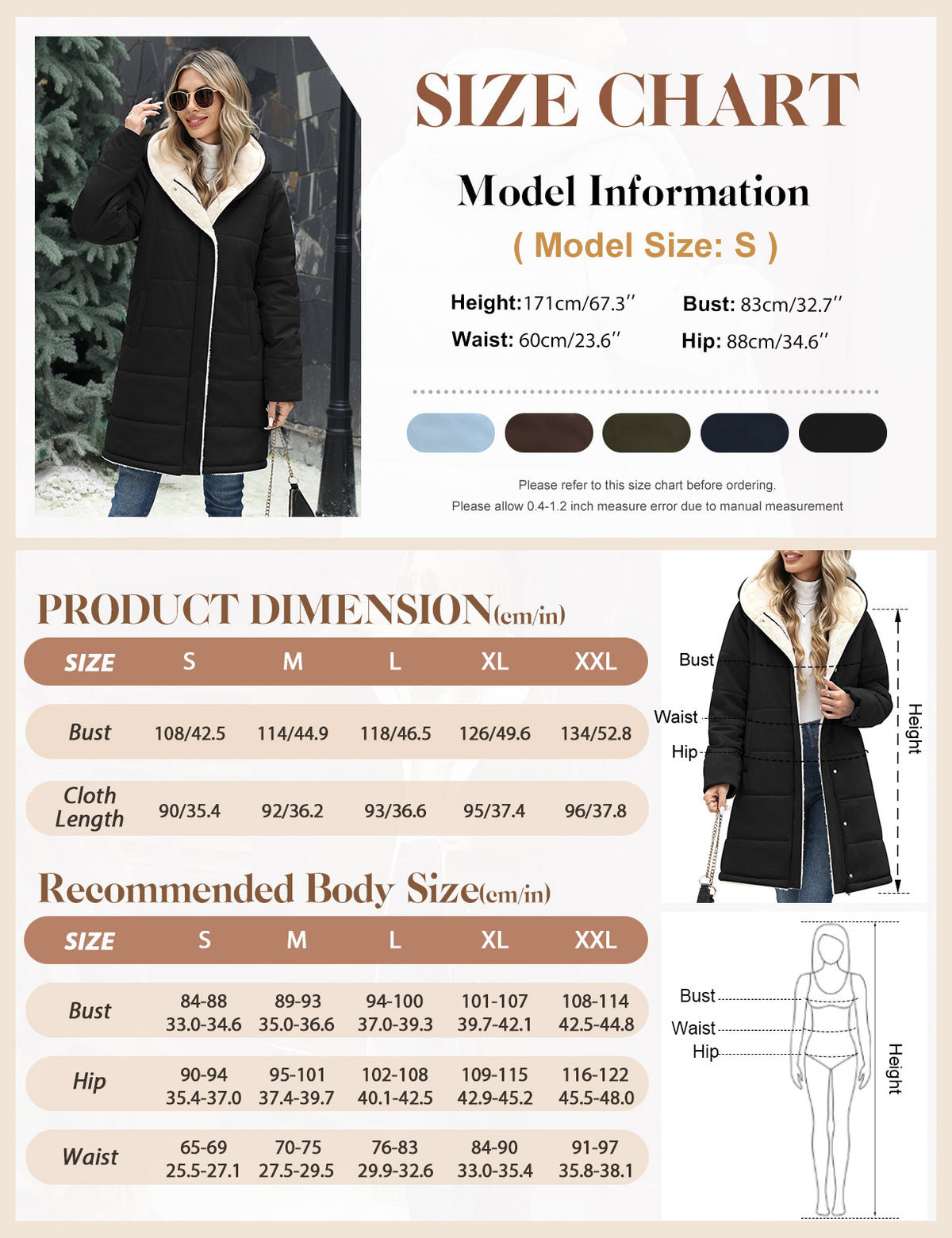 LVWQ Women's Long Puffer Coat Hooded Sherpa Fleece Lined Winter Parka Warm Quilted Padded Jacket with