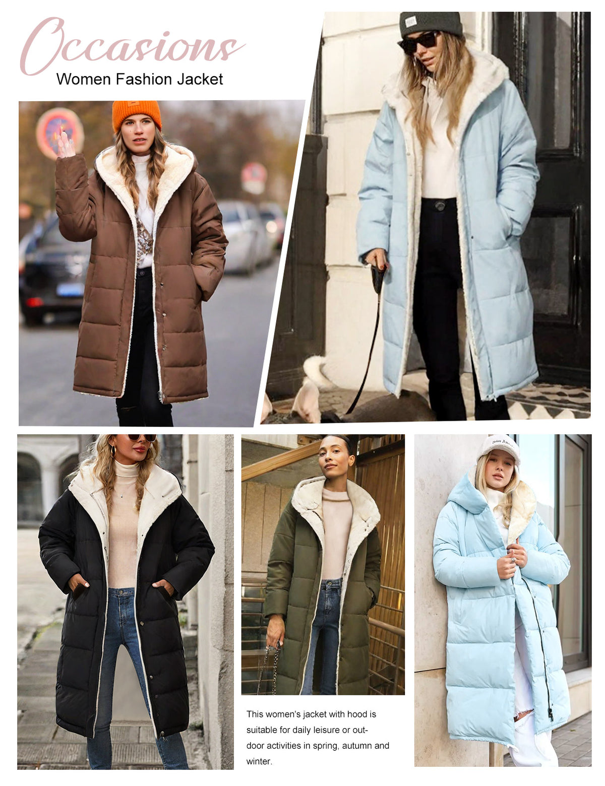 LVWQ Women's Long Puffer Coat Hooded Sherpa Fleece Lined Winter Parka Warm Quilted Padded Jacket with