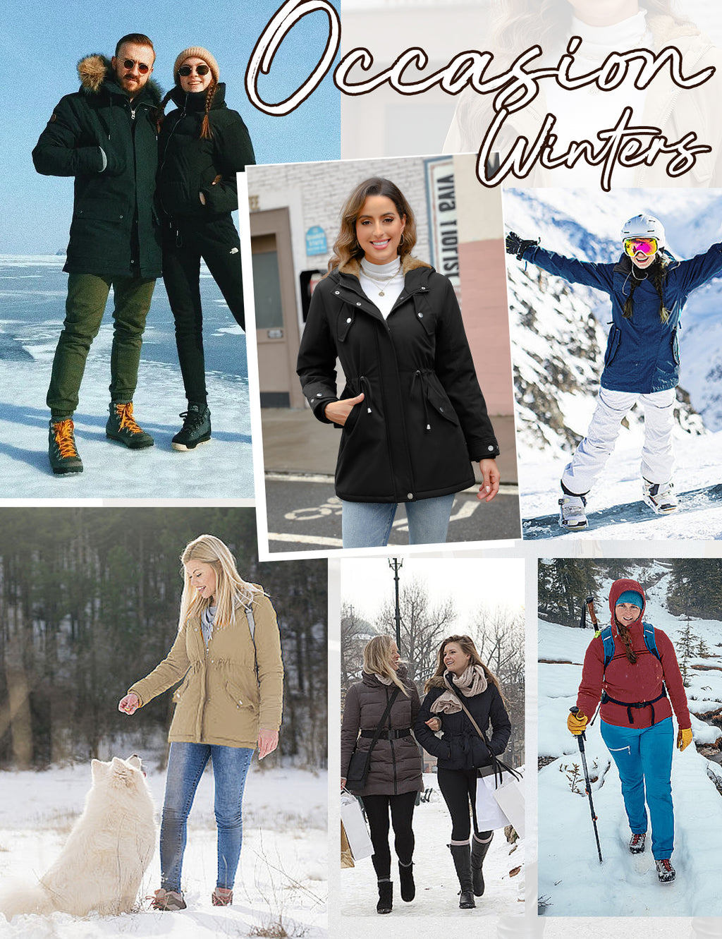 LVWQ Women's Winter Parka Coat Fleece Lined Hooded Jacket, Warm Water Resistant Winter Coat with Pockets, Casual Outdoor Jacket